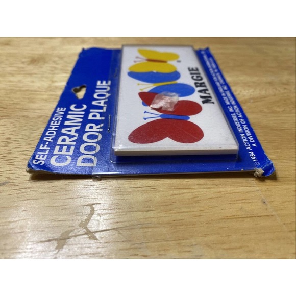 Vintage Retro Dead Stock MARGIE With Butterflies Ceramic Name Plaque Wall Sign - Picture 6 of 12